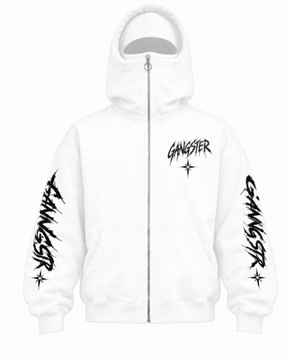 GANGSTER Balaklava Fermuarlı Oversize Hoodie