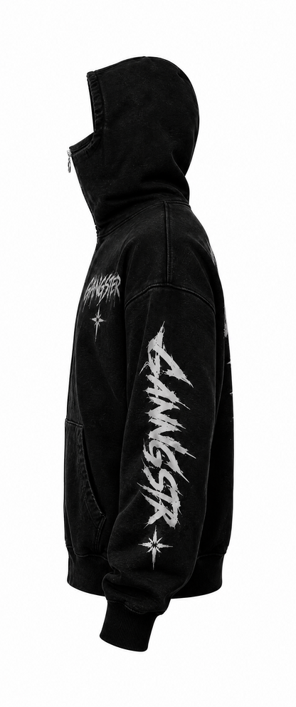 GANGSTER Balaklava Fermuarlı Oversize Hoodie