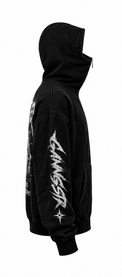 GANGSTER Balaklava Fermuarlı Oversize Hoodie